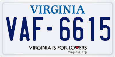 VA license plate VAF6615