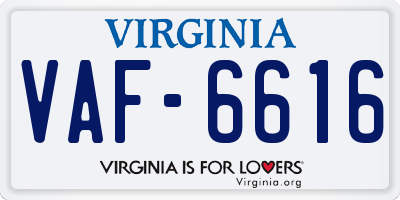 VA license plate VAF6616