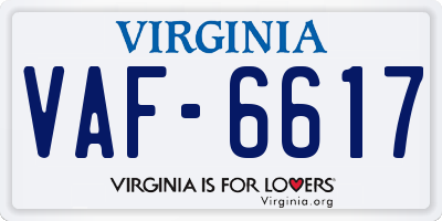 VA license plate VAF6617