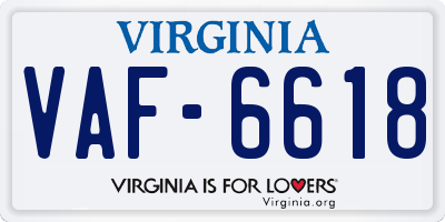 VA license plate VAF6618