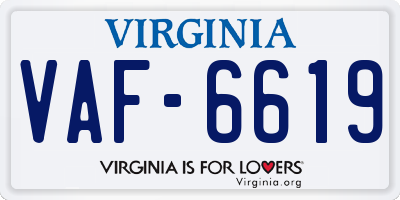 VA license plate VAF6619