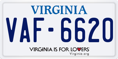 VA license plate VAF6620