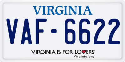 VA license plate VAF6622