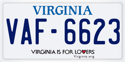 VA license plate VAF6623