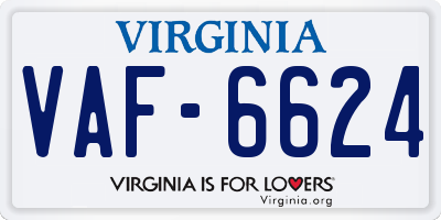 VA license plate VAF6624