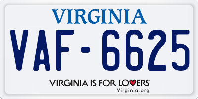 VA license plate VAF6625