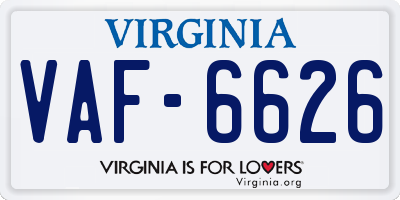 VA license plate VAF6626