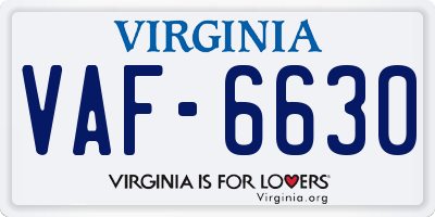 VA license plate VAF6630