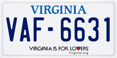 VA license plate VAF6631