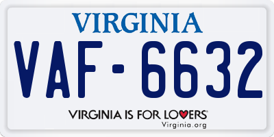 VA license plate VAF6632