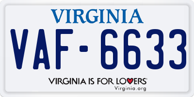 VA license plate VAF6633