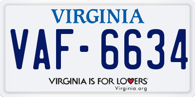 VA license plate VAF6634