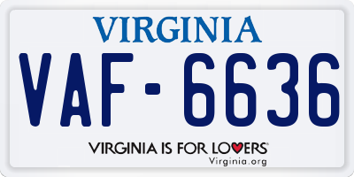 VA license plate VAF6636