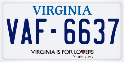 VA license plate VAF6637