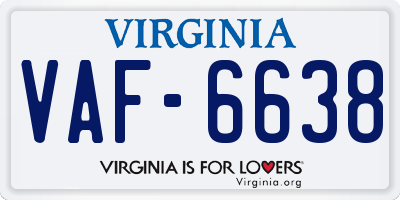 VA license plate VAF6638