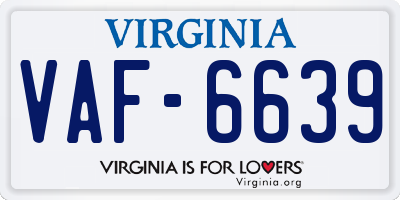 VA license plate VAF6639