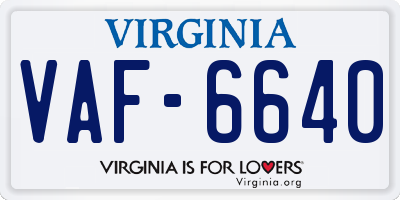 VA license plate VAF6640