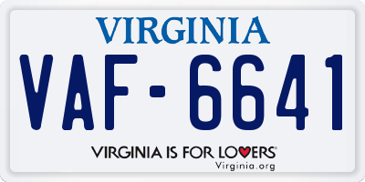 VA license plate VAF6641