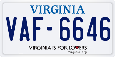 VA license plate VAF6646