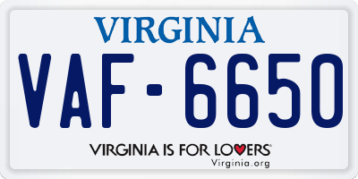 VA license plate VAF6650