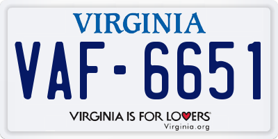VA license plate VAF6651