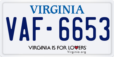 VA license plate VAF6653