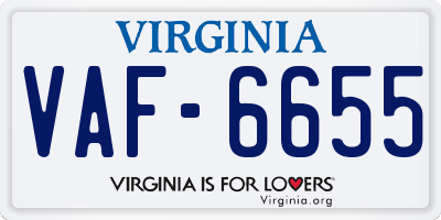 VA license plate VAF6655