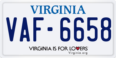 VA license plate VAF6658