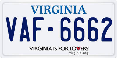 VA license plate VAF6662