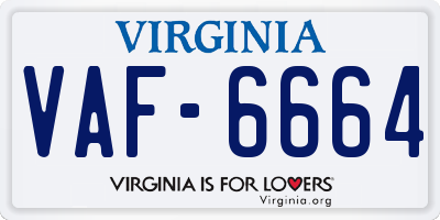 VA license plate VAF6664