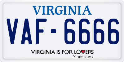 VA license plate VAF6666