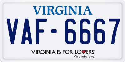 VA license plate VAF6667