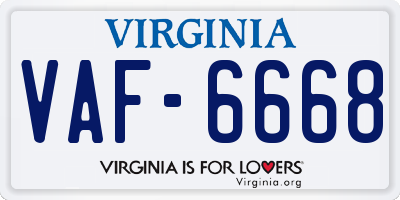 VA license plate VAF6668