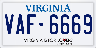 VA license plate VAF6669