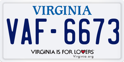VA license plate VAF6673