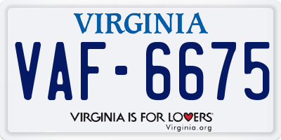 VA license plate VAF6675