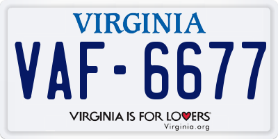 VA license plate VAF6677