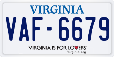 VA license plate VAF6679