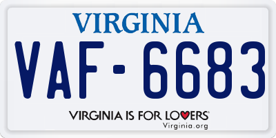VA license plate VAF6683