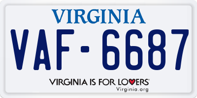 VA license plate VAF6687