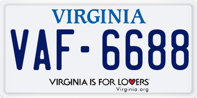 VA license plate VAF6688