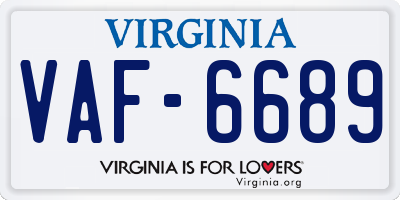 VA license plate VAF6689