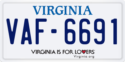VA license plate VAF6691