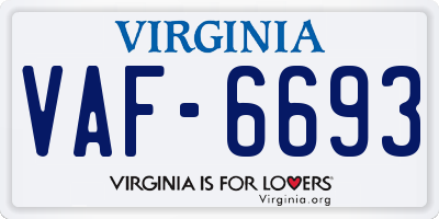 VA license plate VAF6693