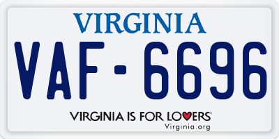 VA license plate VAF6696