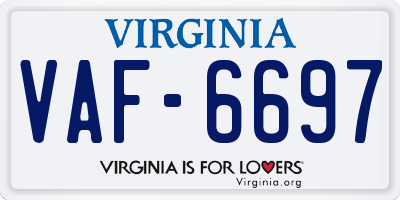 VA license plate VAF6697
