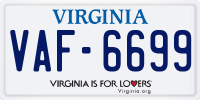 VA license plate VAF6699