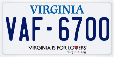 VA license plate VAF6700