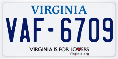 VA license plate VAF6709