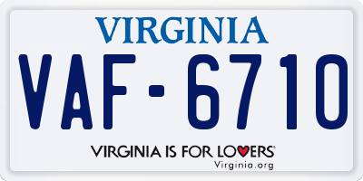 VA license plate VAF6710